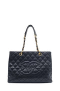 Grand Shopping Tote with Gold Hardware Black