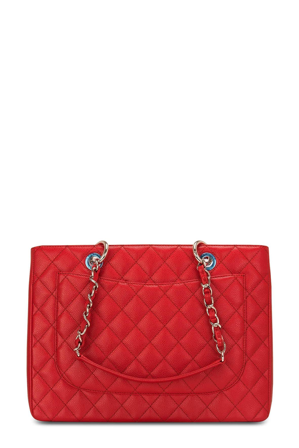 Grand Shopping Tote Red with Silver Hardware