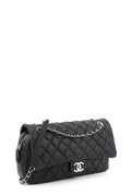 Jumbo Caviar Easy Flap Black with Silver Hardware