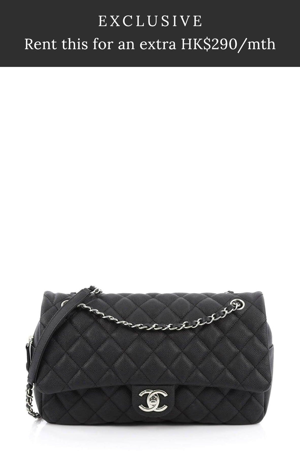 Jumbo Caviar Easy Flap Black with Silver Hardware