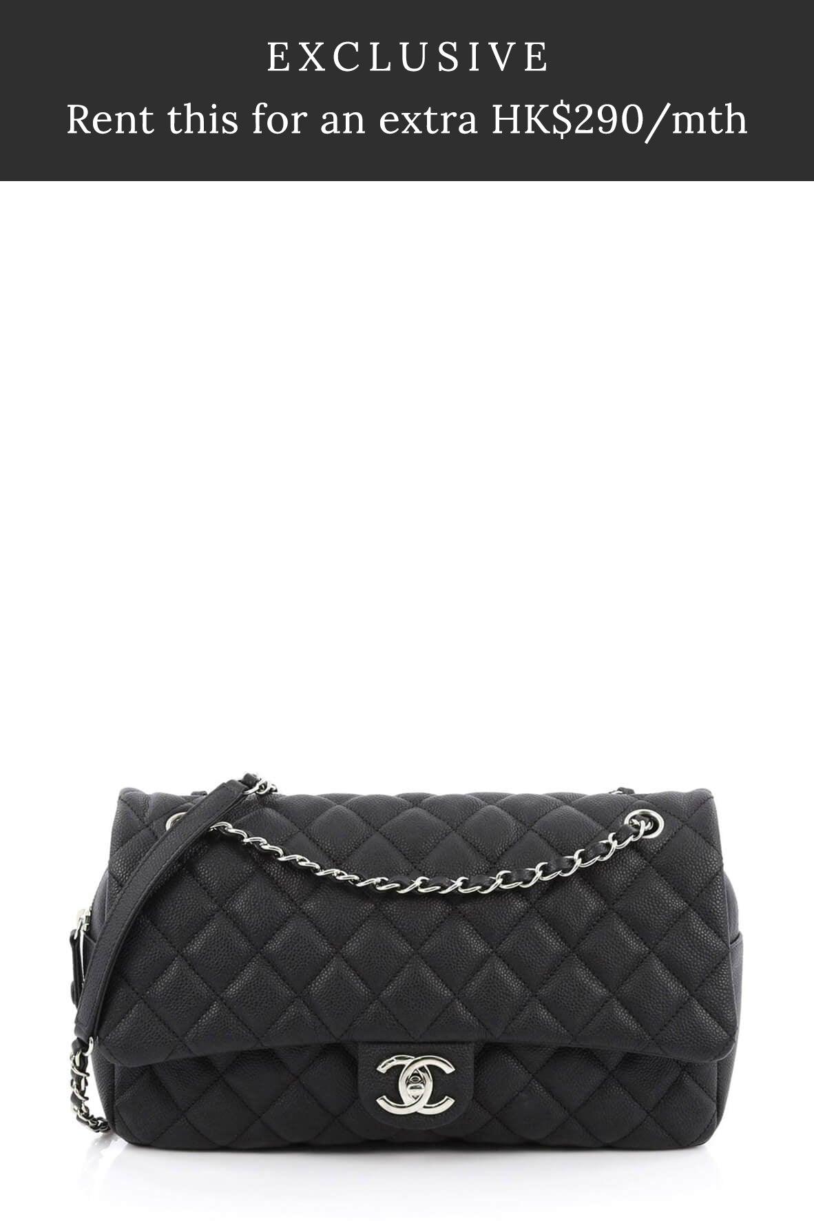 Jumbo Caviar Easy Flap Black with Silver Hardware
