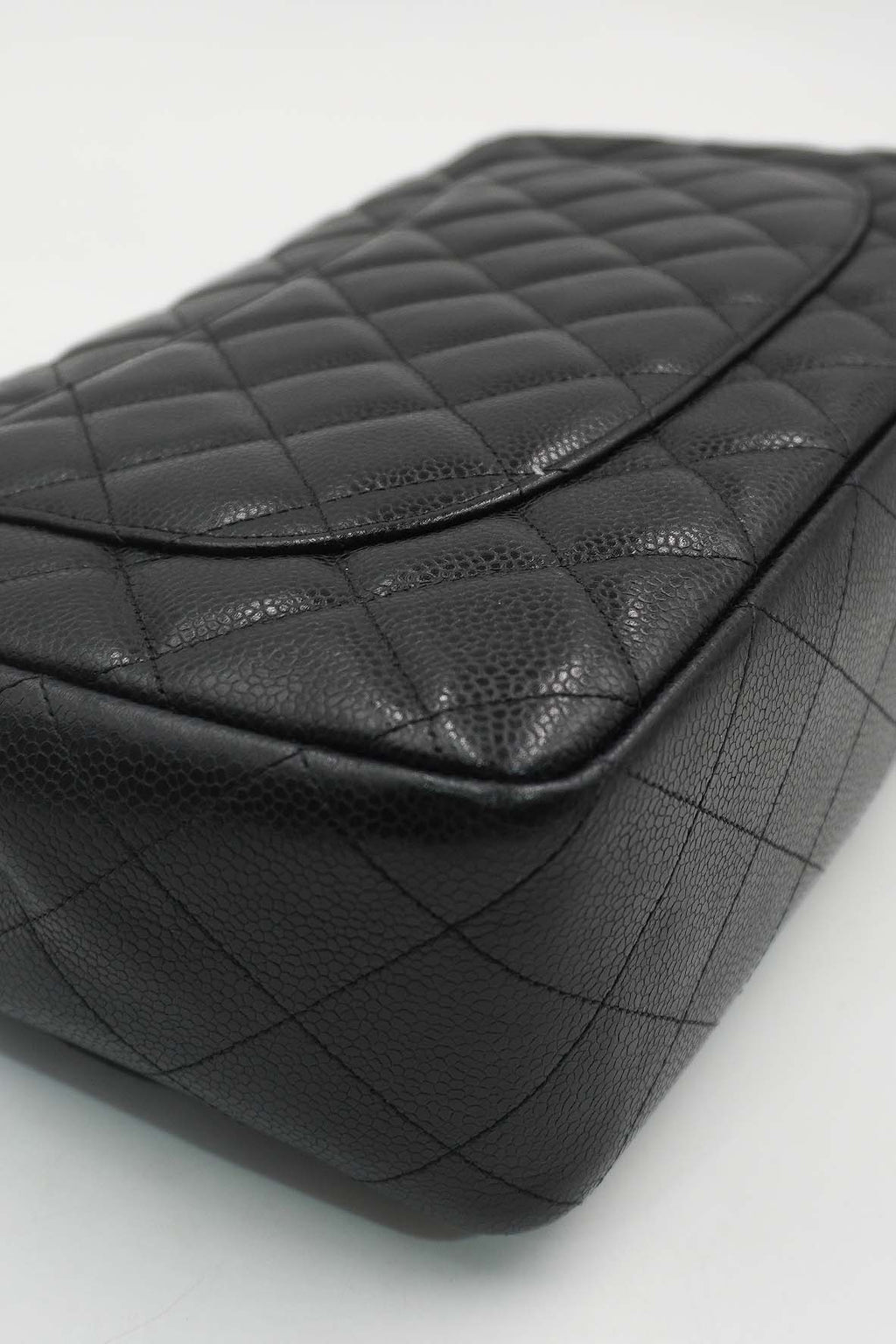 Jumbo Classic Single Flap Caviar SHW Black