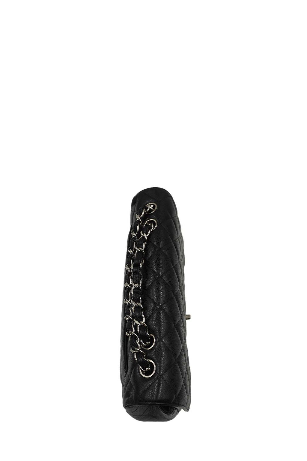 Jumbo Classic Single Flap Caviar SHW Black