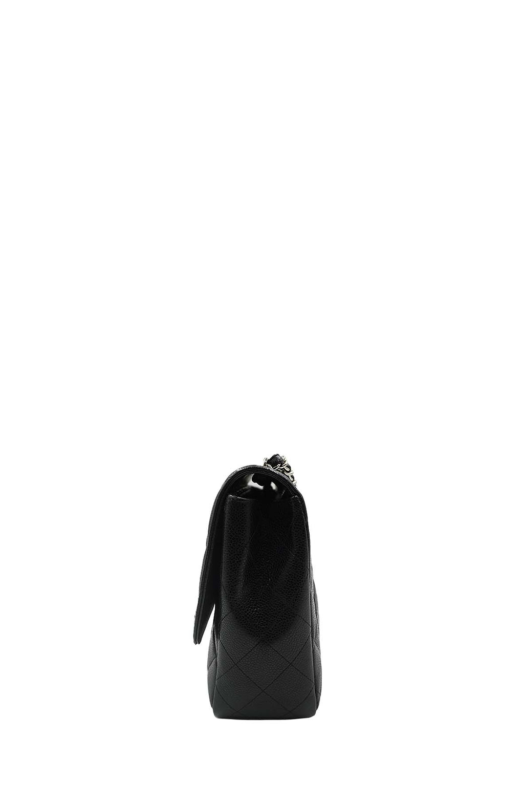 Jumbo Classic Single Flap Caviar SHW Black