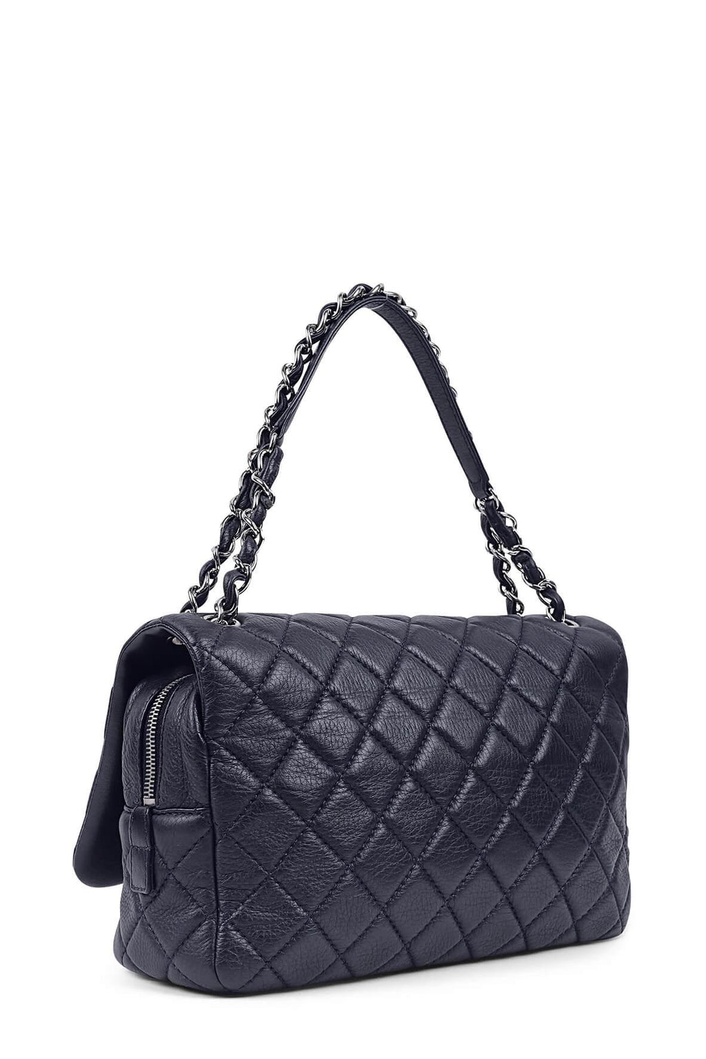 Jumbo Lambskin Easy Flap Navy with Silver Hardware