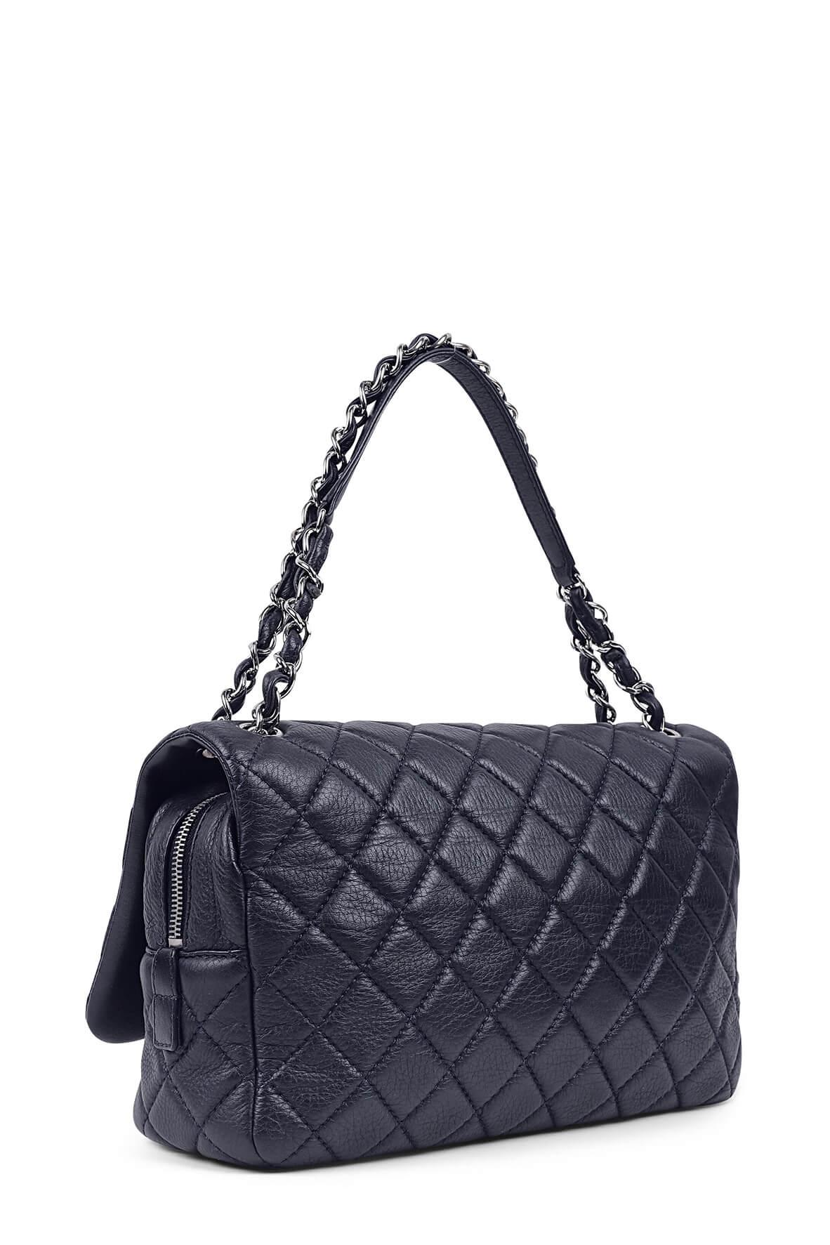 Jumbo Lambskin Easy Flap Navy with Silver Hardware