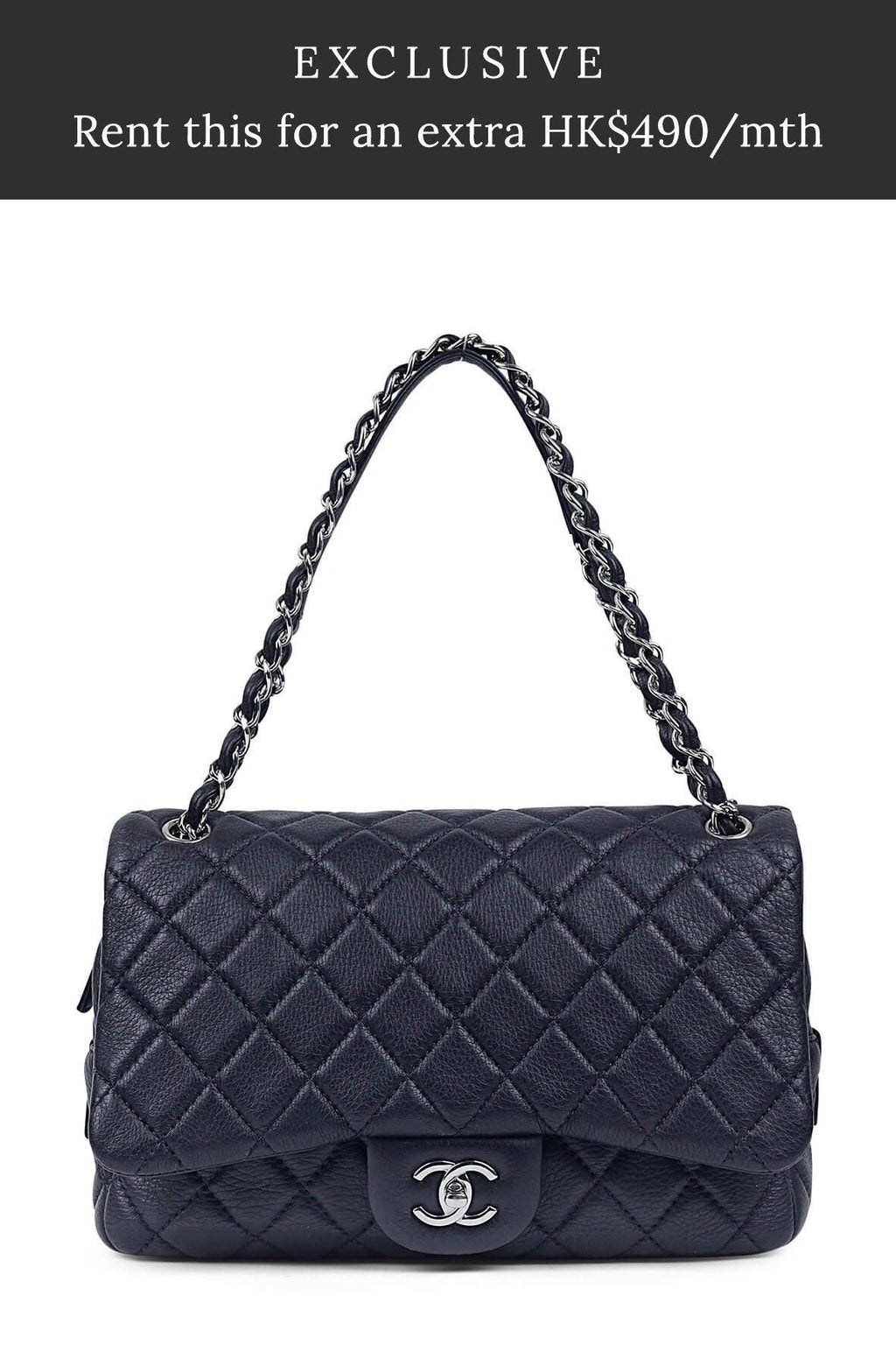 Jumbo Lambskin Easy Flap Navy with Silver Hardware
