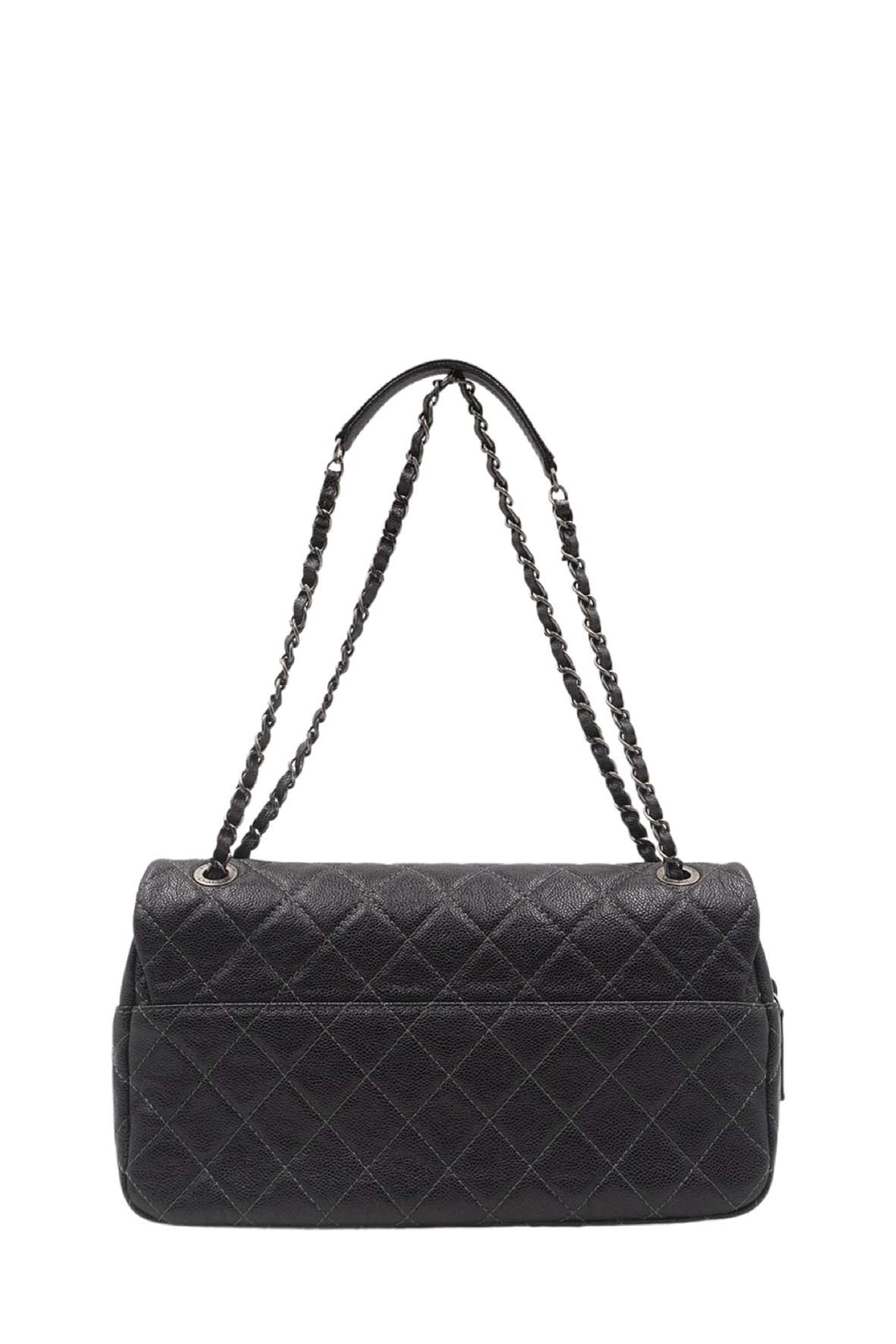 Jumbo Quilted Caviar Easy Flap Bag Metallic Grey