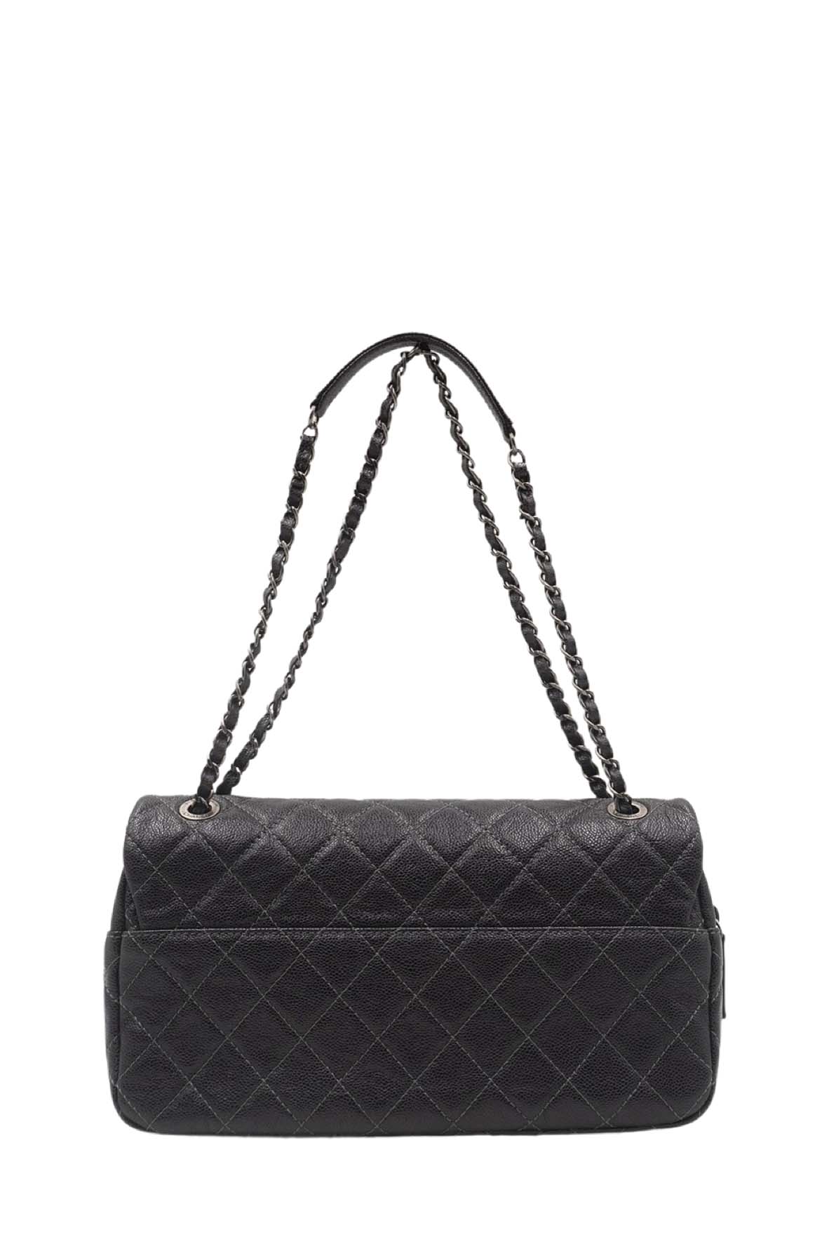 Jumbo Quilted Caviar Easy Flap Bag Metallic Grey