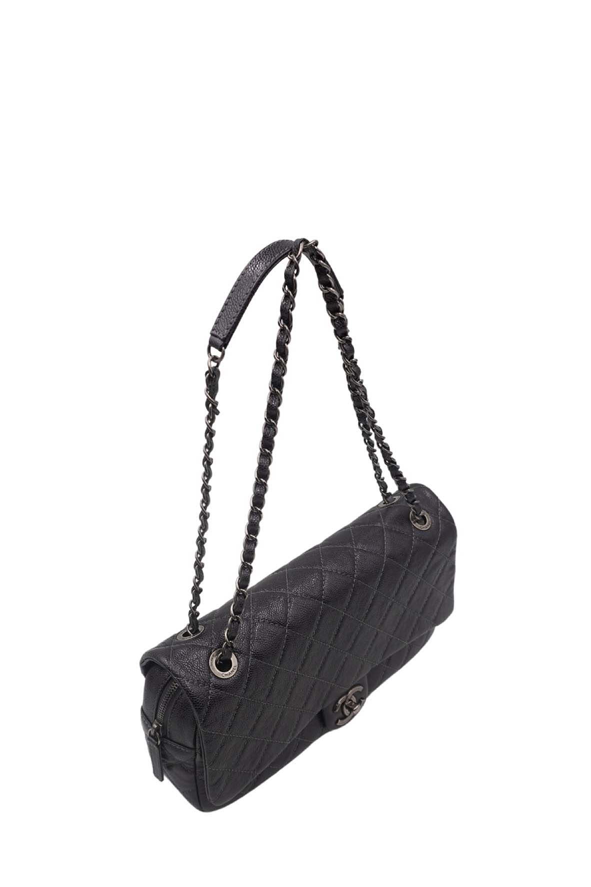 Jumbo Quilted Caviar Easy Flap Bag Metallic Grey