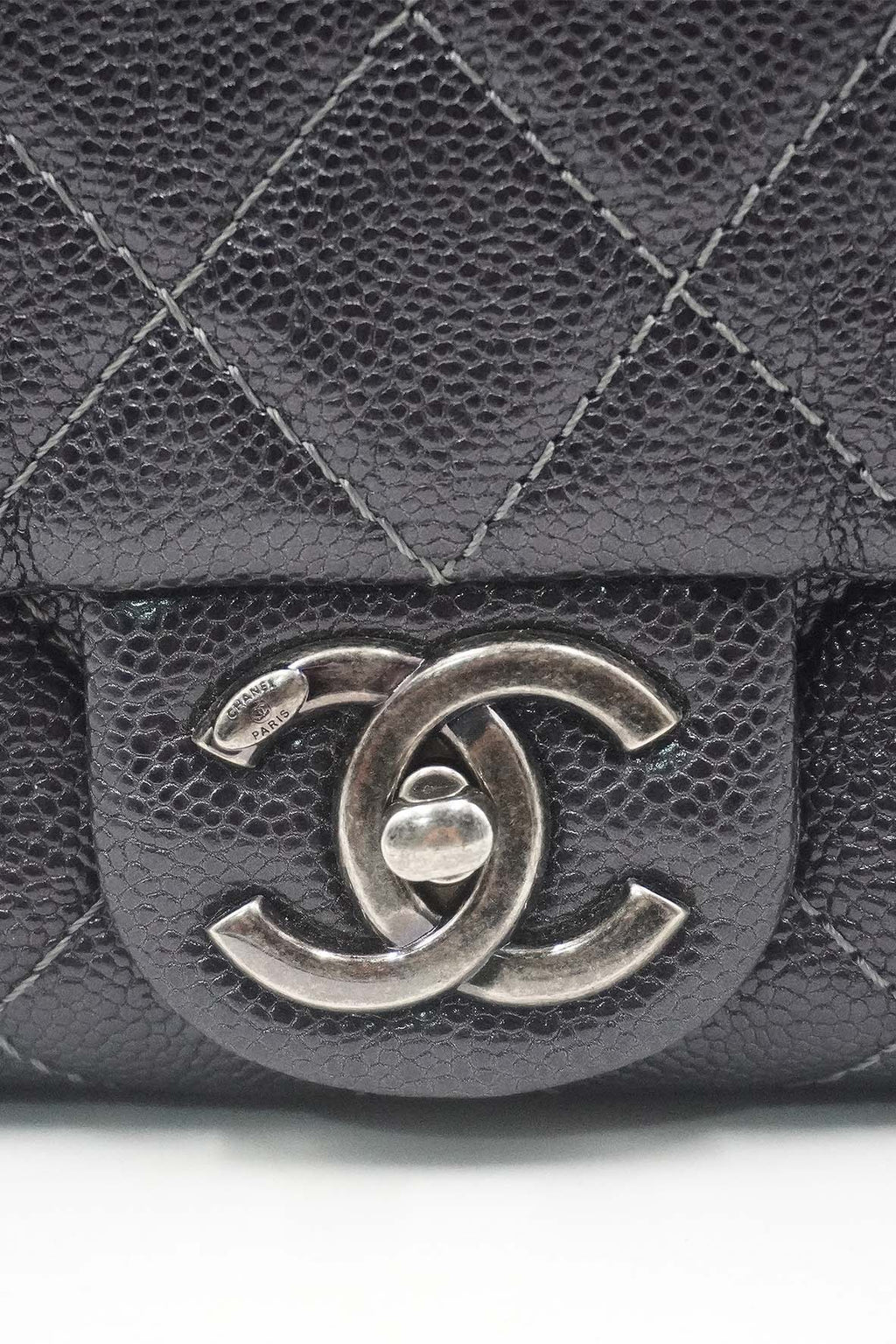 Jumbo Quilted Caviar Easy Flap Bag Metallic Grey