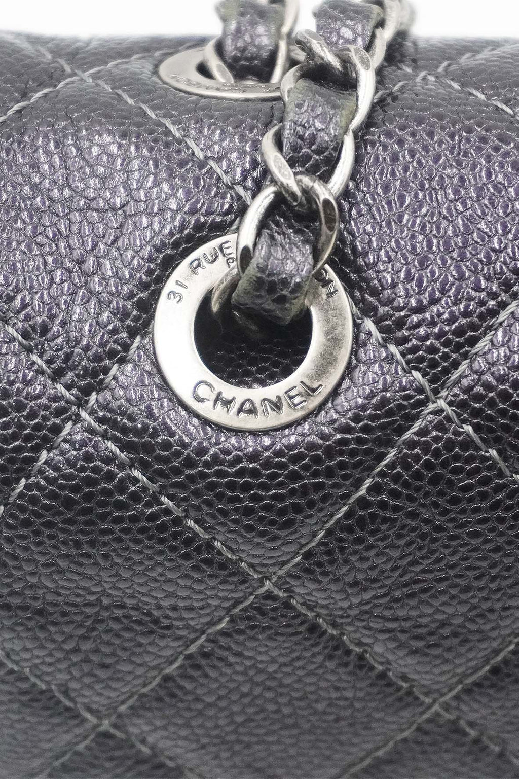 Jumbo Quilted Caviar Easy Flap Bag Metallic Grey