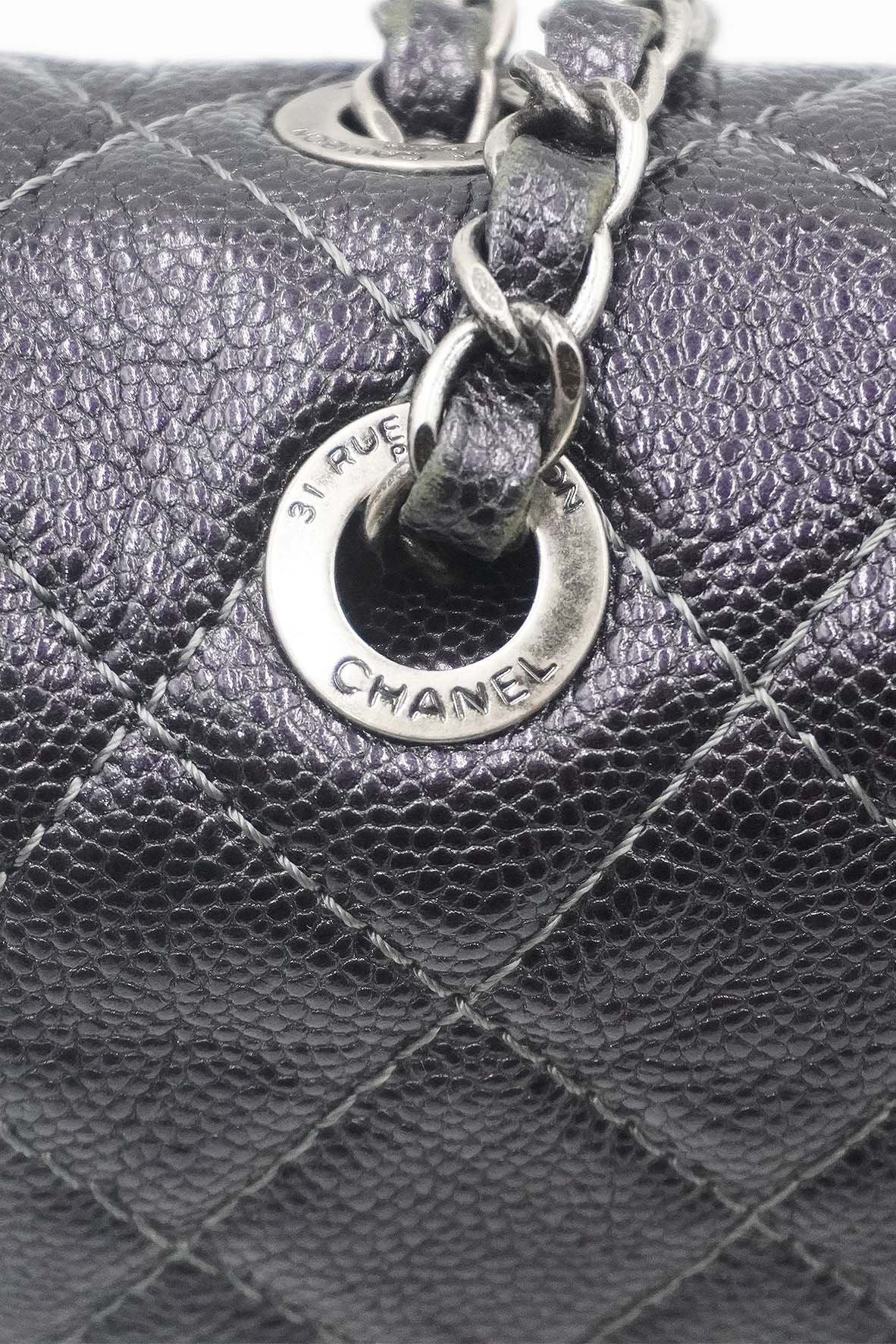 Jumbo Quilted Caviar Easy Flap Bag Metallic Grey