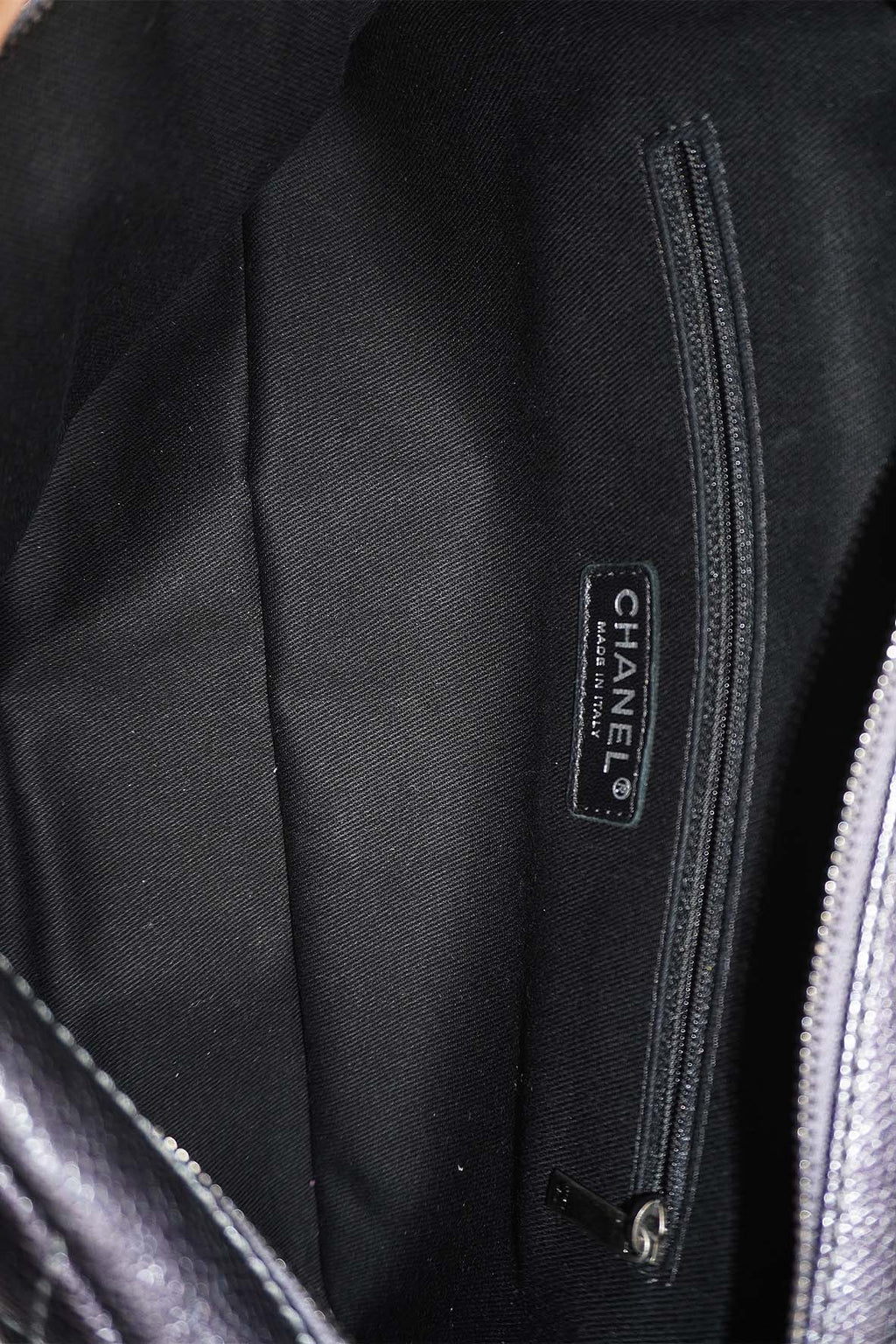 Jumbo Quilted Caviar Easy Flap Bag Metallic Grey
