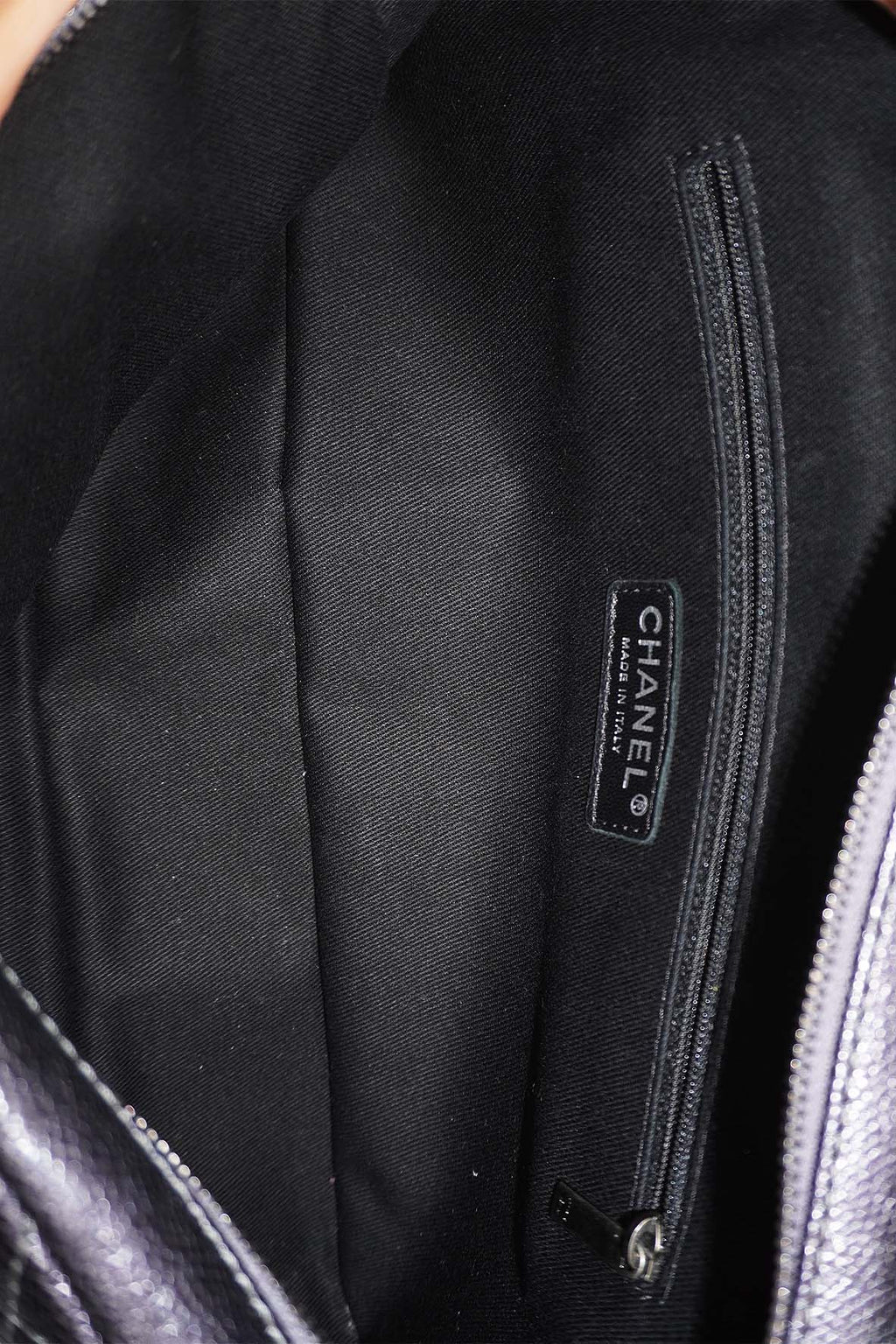 Jumbo Quilted Caviar Easy Flap Bag Metallic Grey