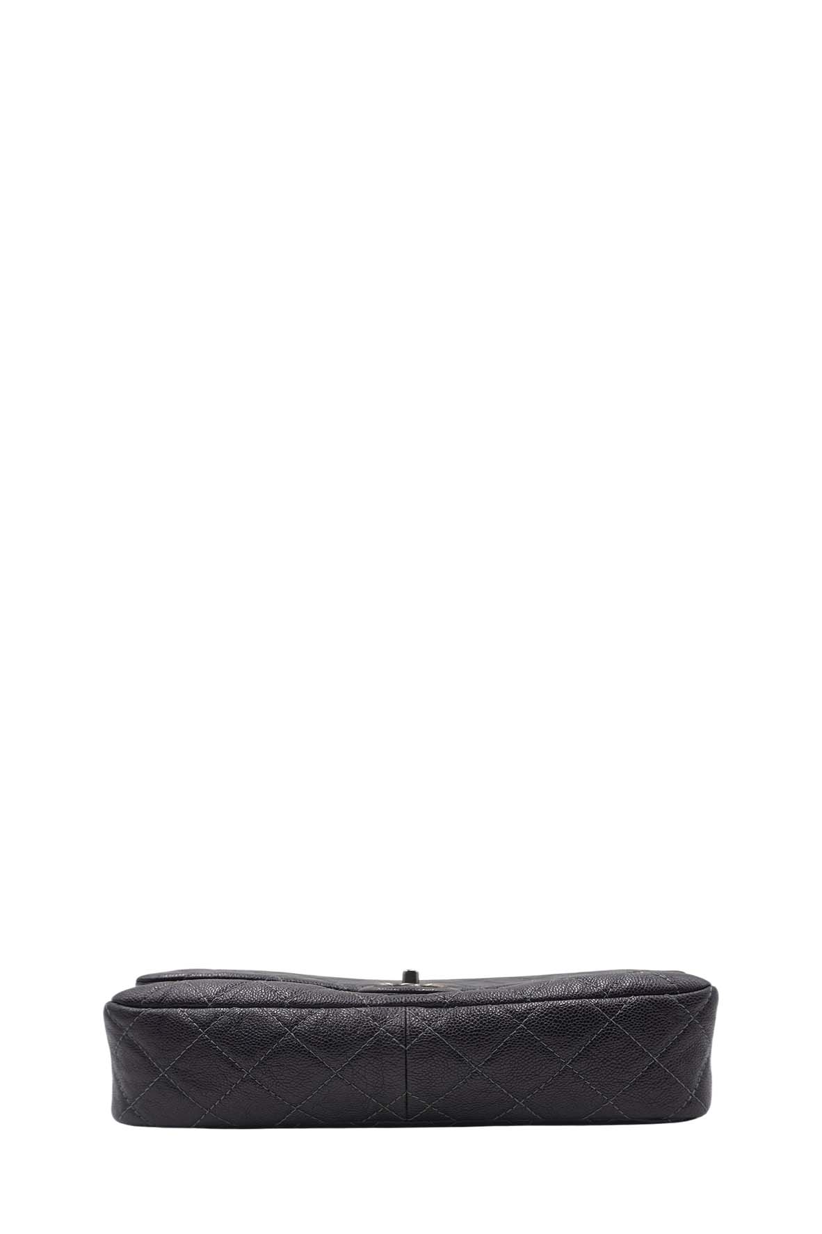 Jumbo Quilted Caviar Easy Flap Bag Metallic Grey