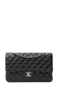 Quilted Lambskin Medium Classic Flap Bag Black with Silver Hardware