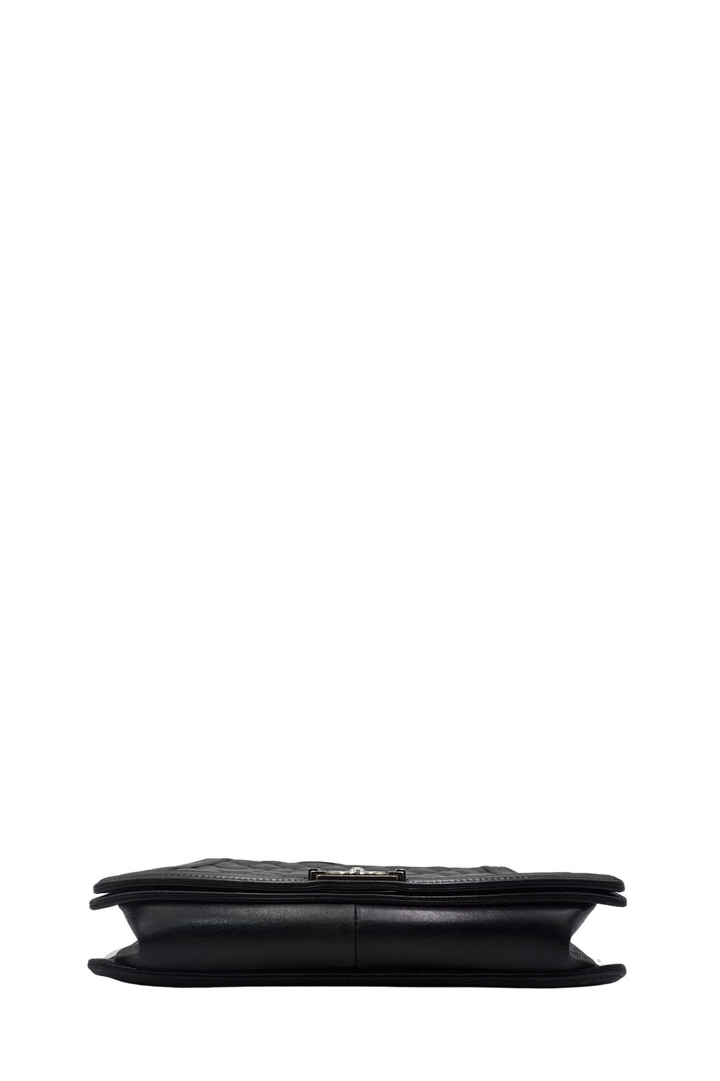 Large Classic Quilted Boy Silver Hardware Black