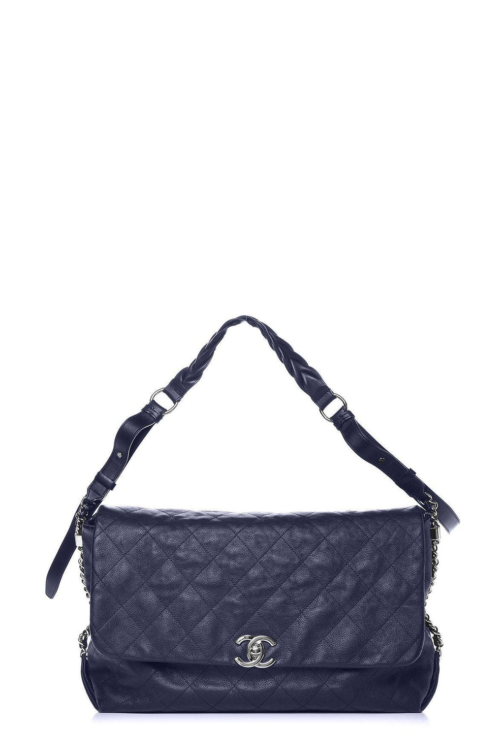 Medium Braided with Style Flap Bag Navy