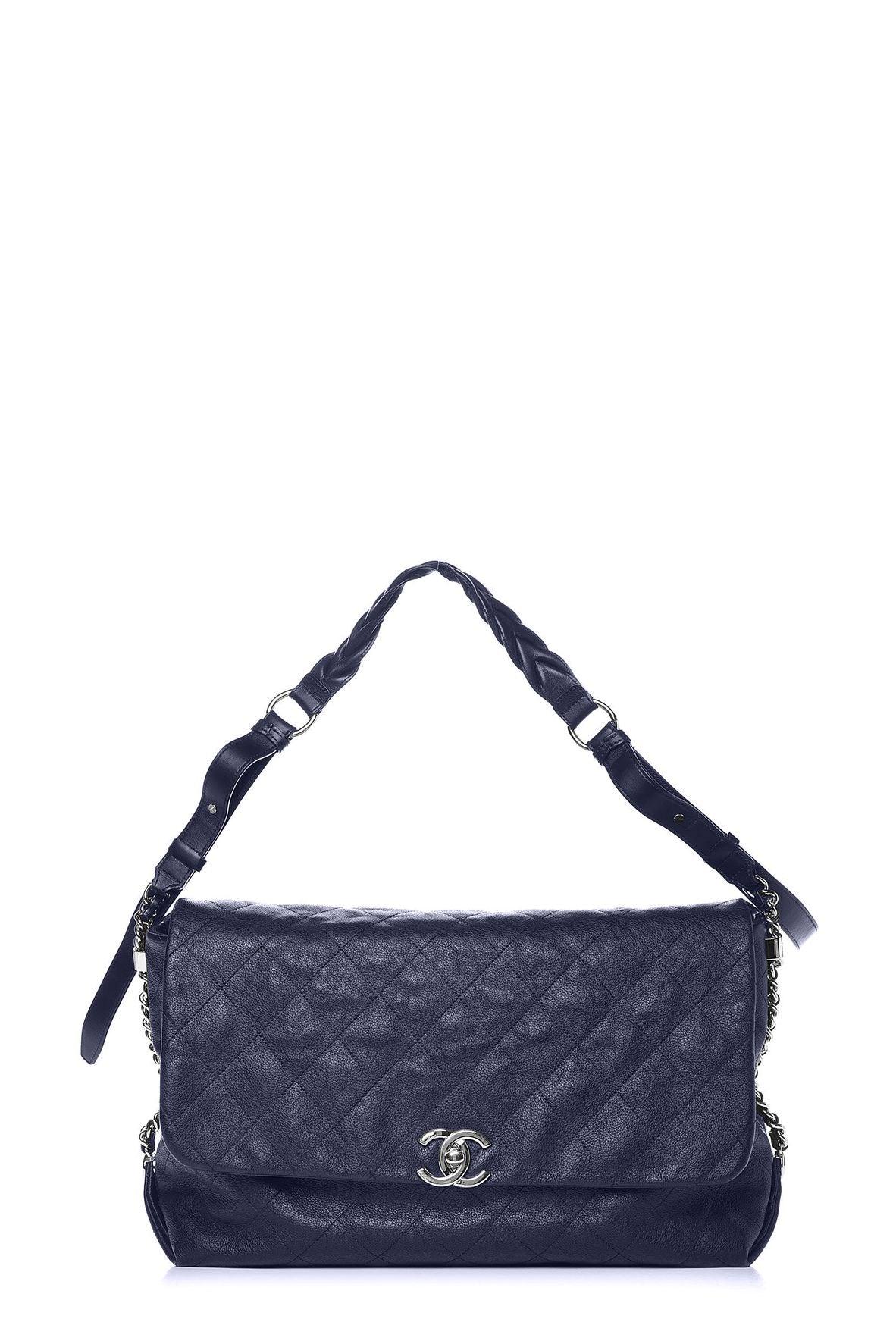 Medium Braided with Style Flap Bag Navy