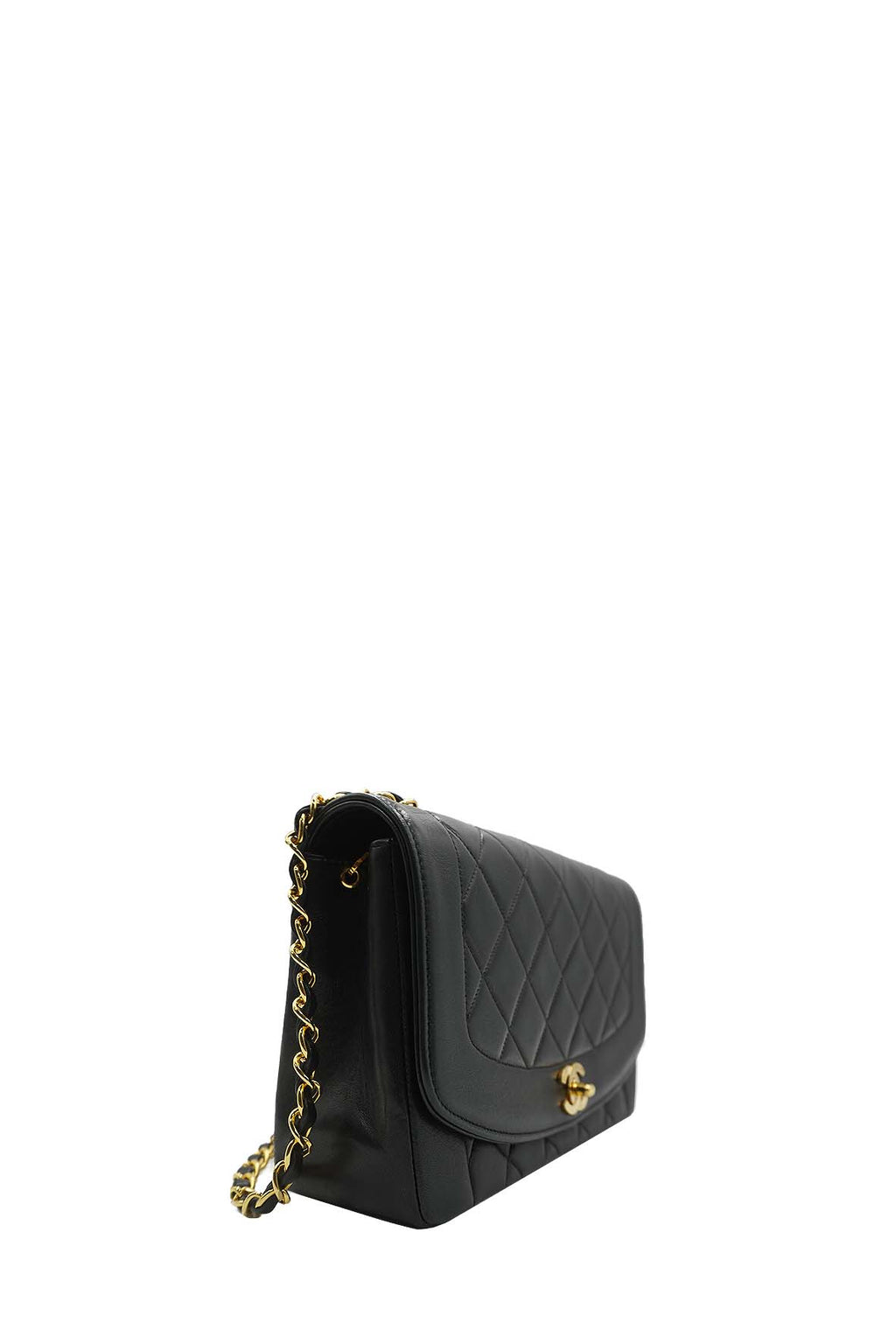 Medium Diana Flap Bag Lambskin Black