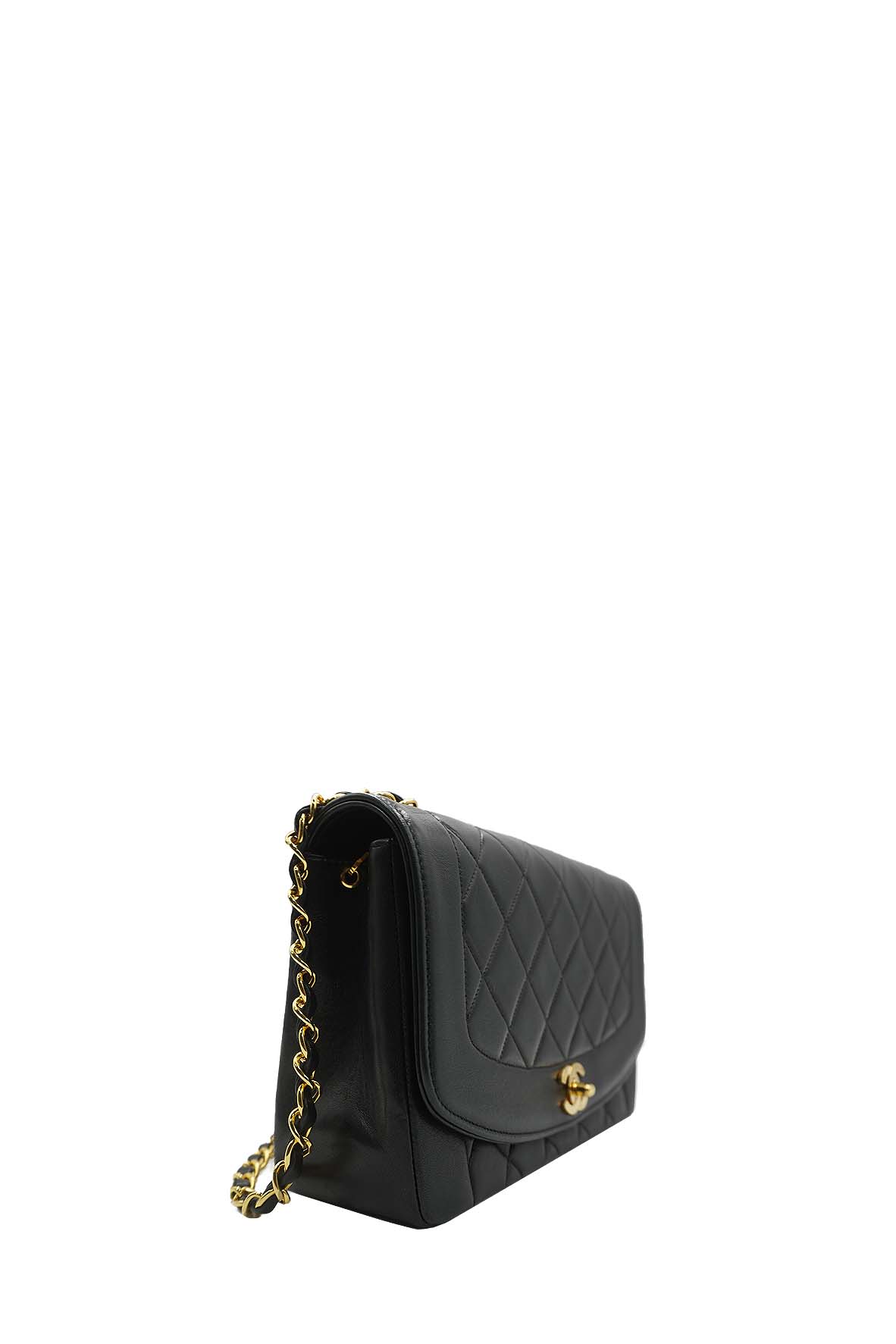 Medium Diana Flap Bag Lambskin Black
