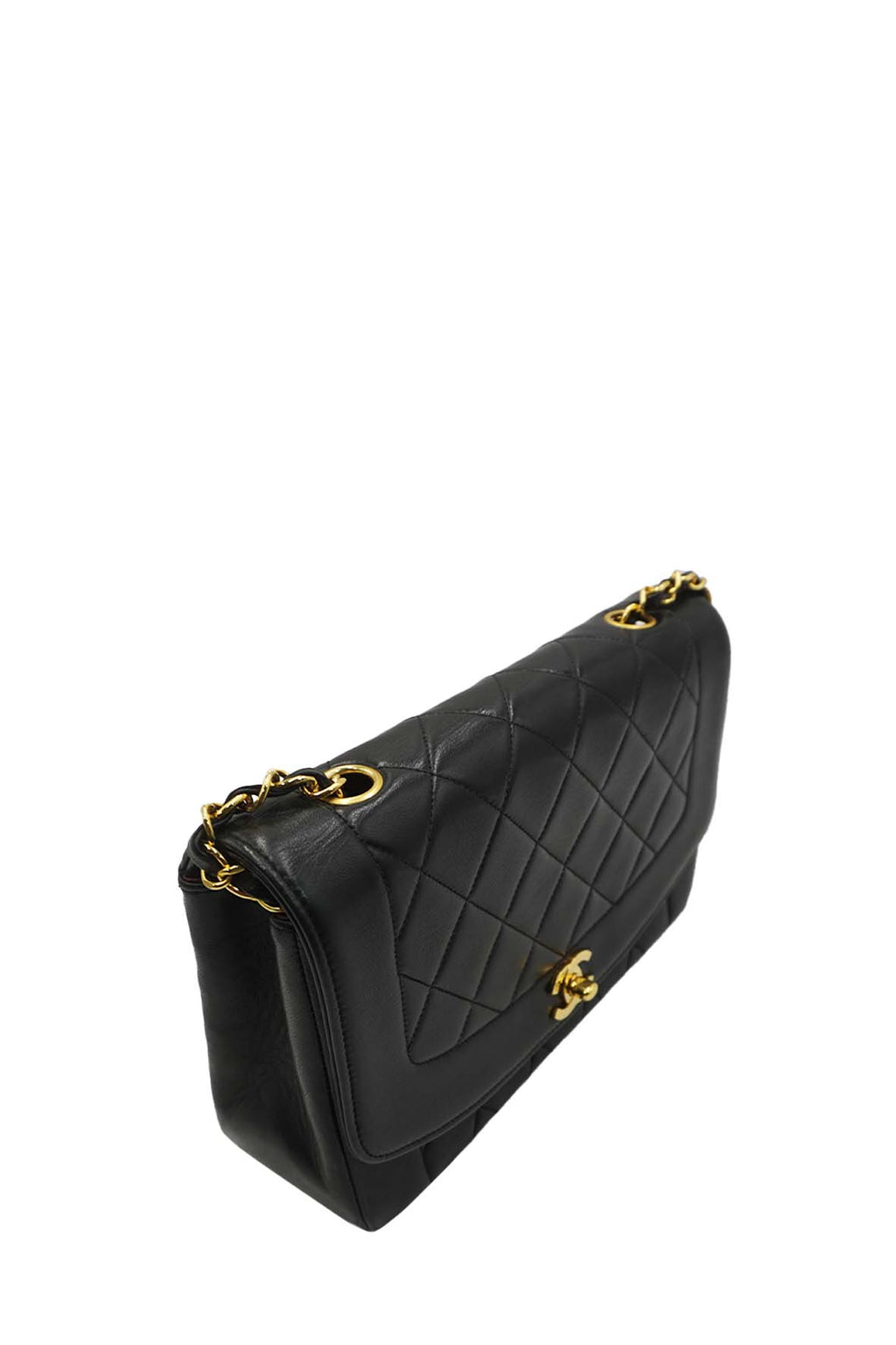 Medium Diana Flap Bag Lambskin Black
