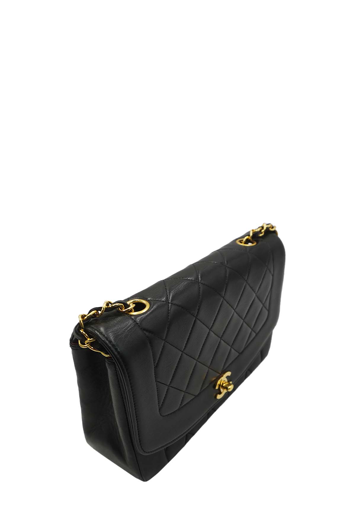 Medium Diana Flap Bag Lambskin Black