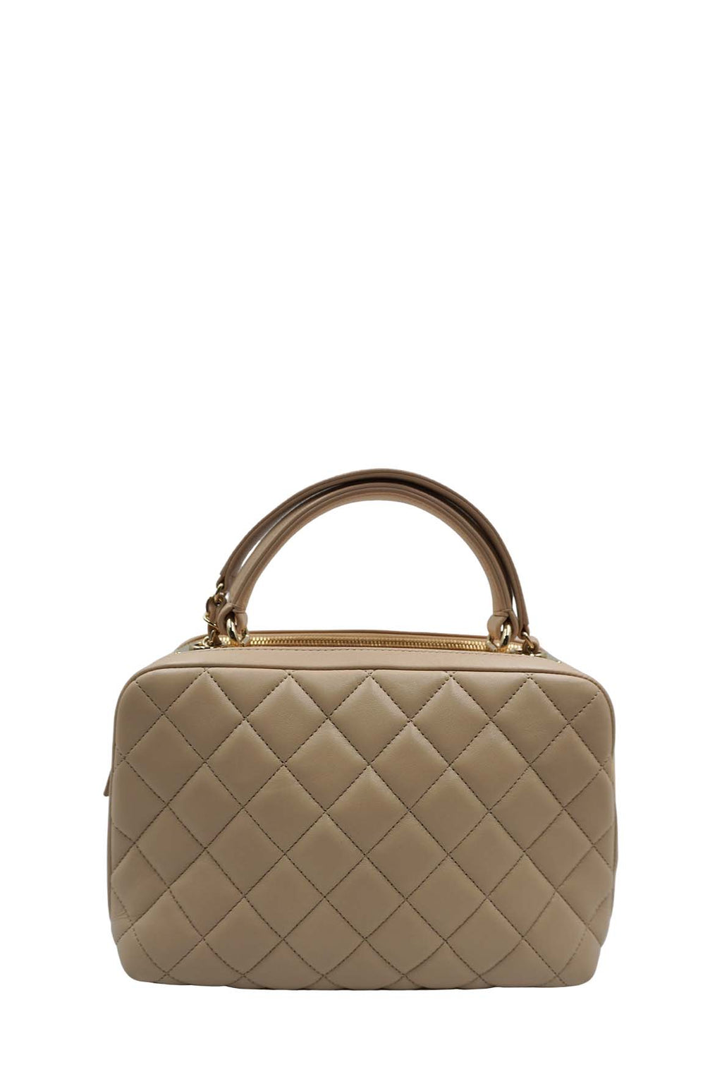 Medium Quilted Trendy CC Bowling Bag Beige