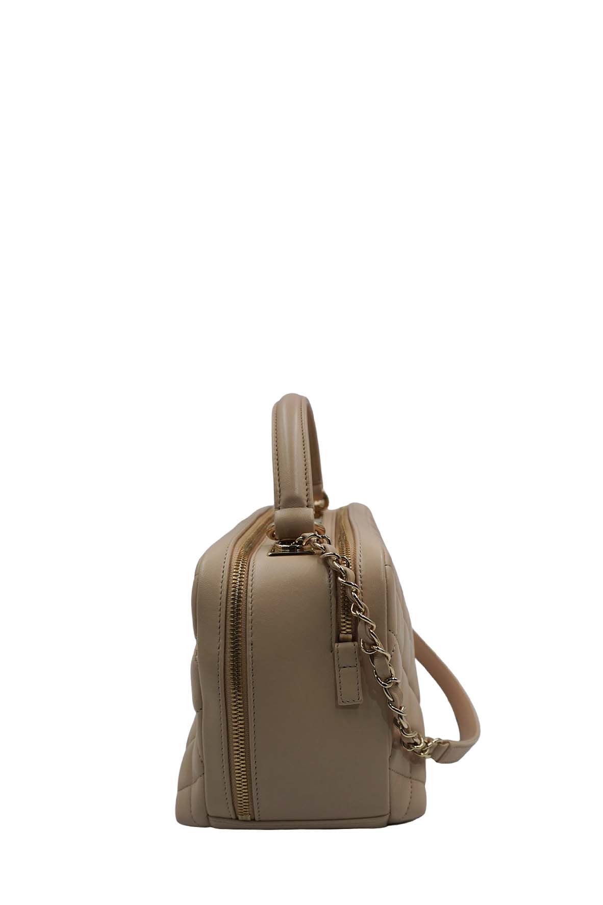 Medium Quilted Trendy CC Bowling Bag Beige