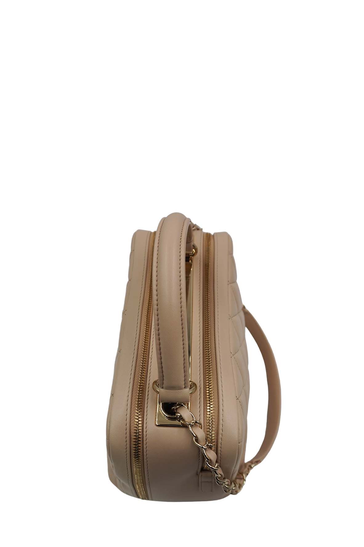 Medium Quilted Trendy CC Bowling Bag Beige