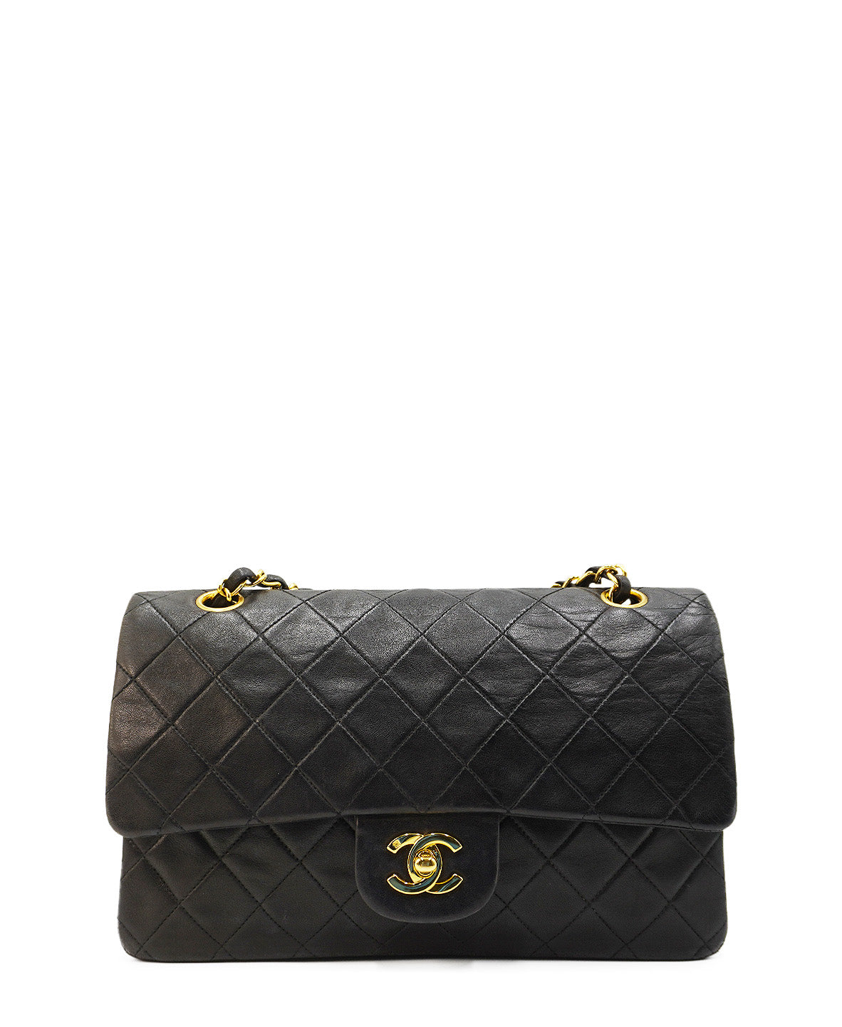 Medium Vintage Classic Double Flap GHW Black