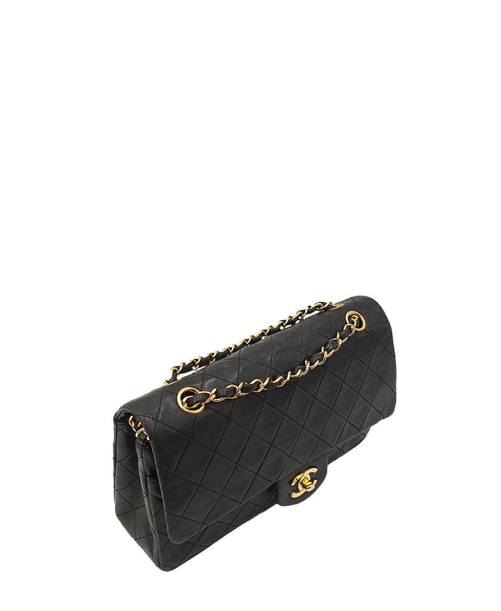 Medium Vintage Classic Double Flap GHW Black