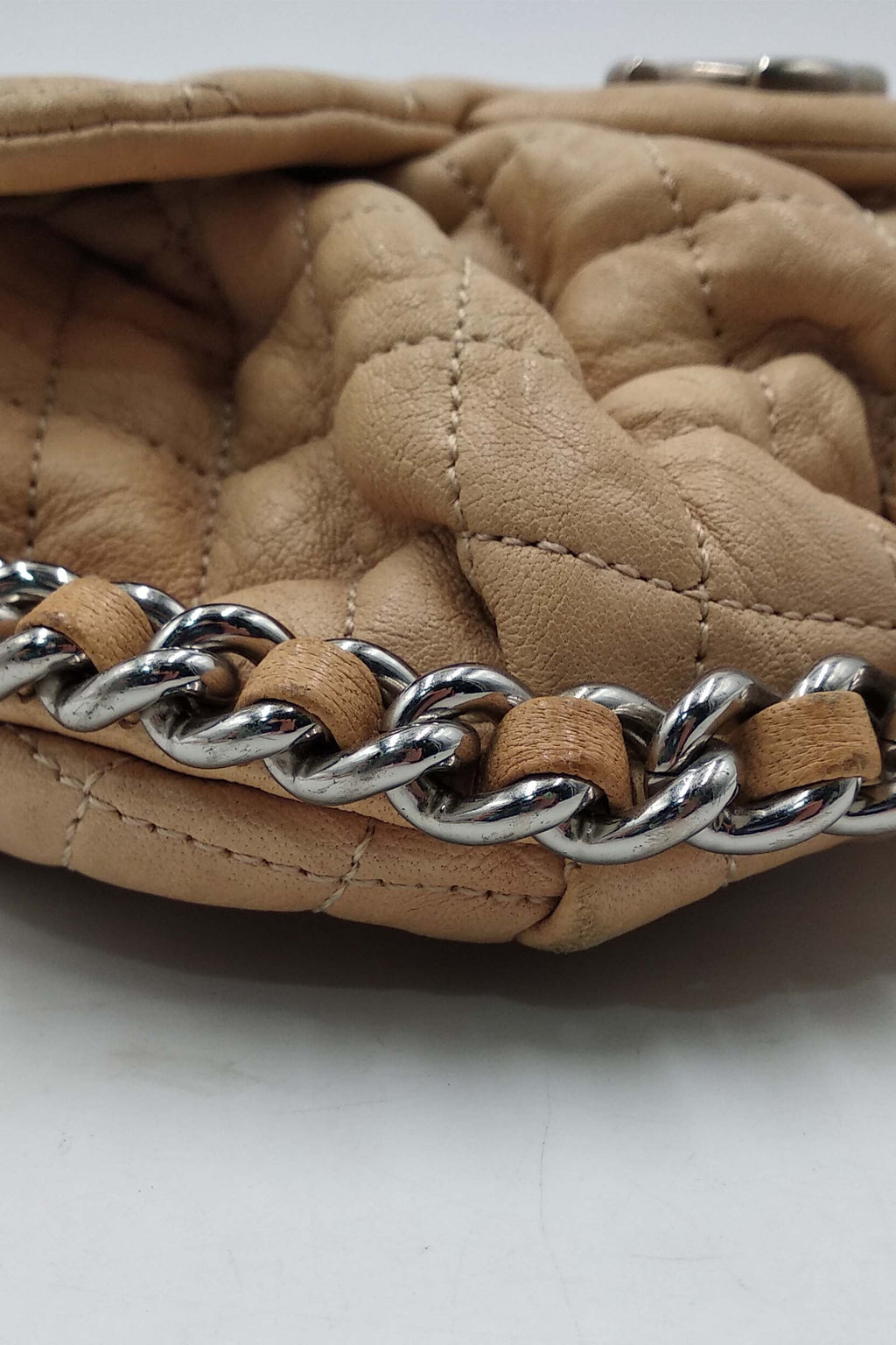 Mini Chain Around Flap Bag Beige