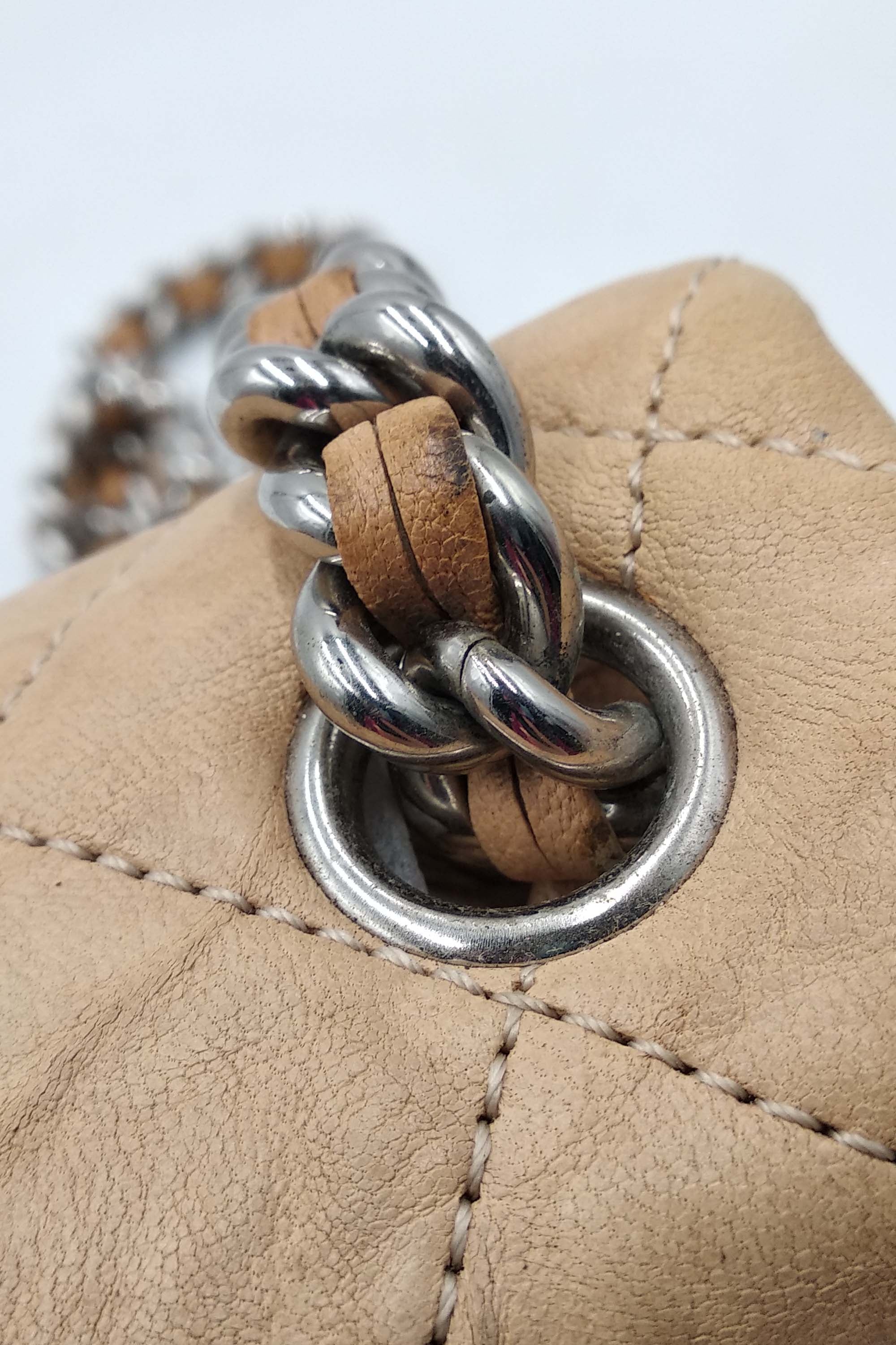 Mini Chain Around Flap Bag Beige
