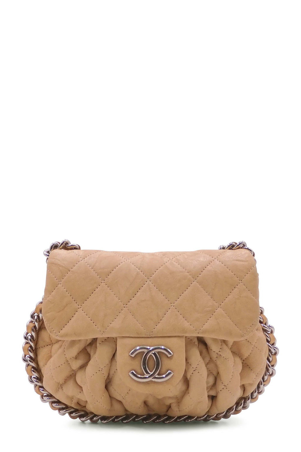 Mini Chain Around Flap Bag Beige