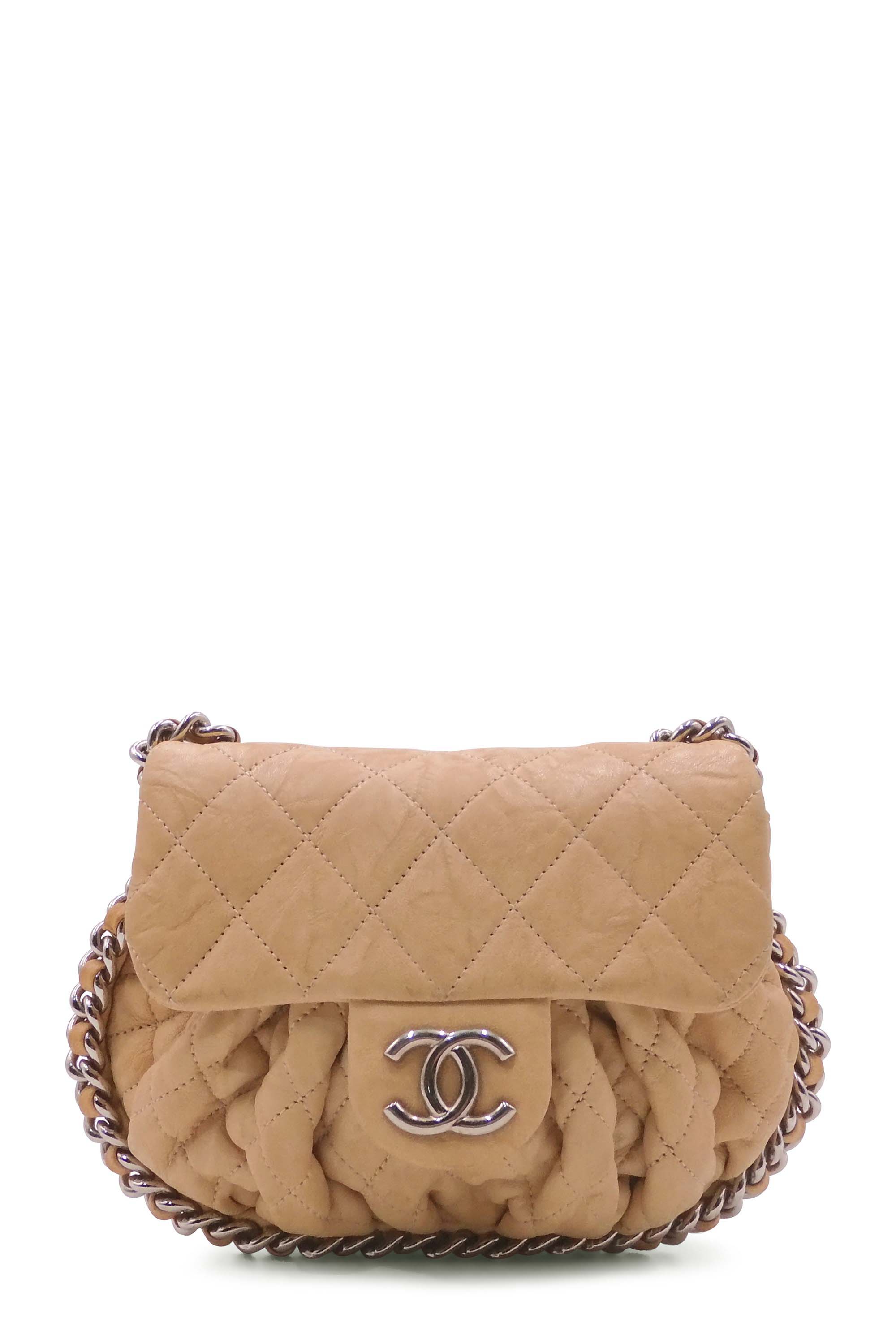 Mini Chain Around Flap Bag Beige