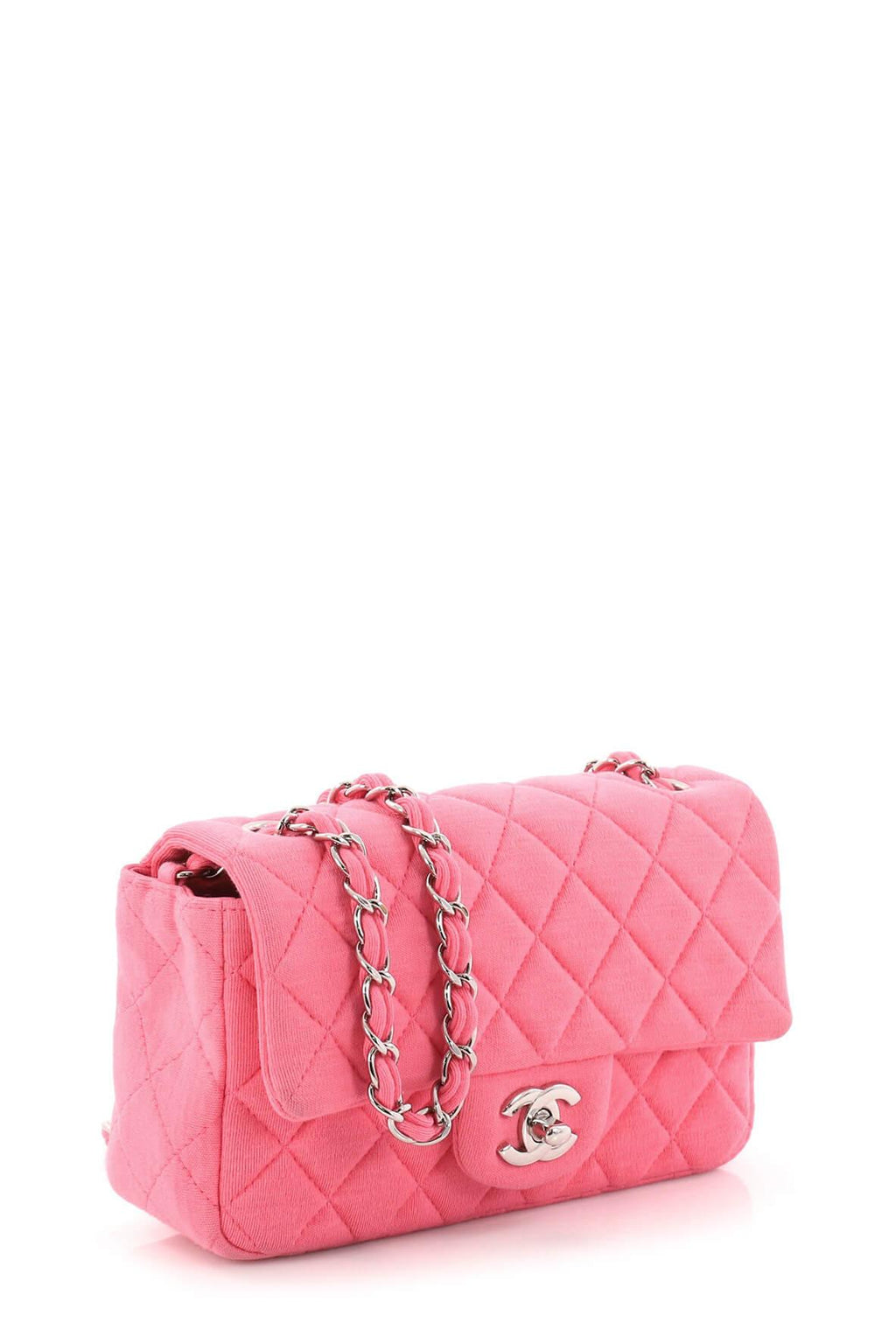 Mini Classic Single Flap Bag Pink Jersey