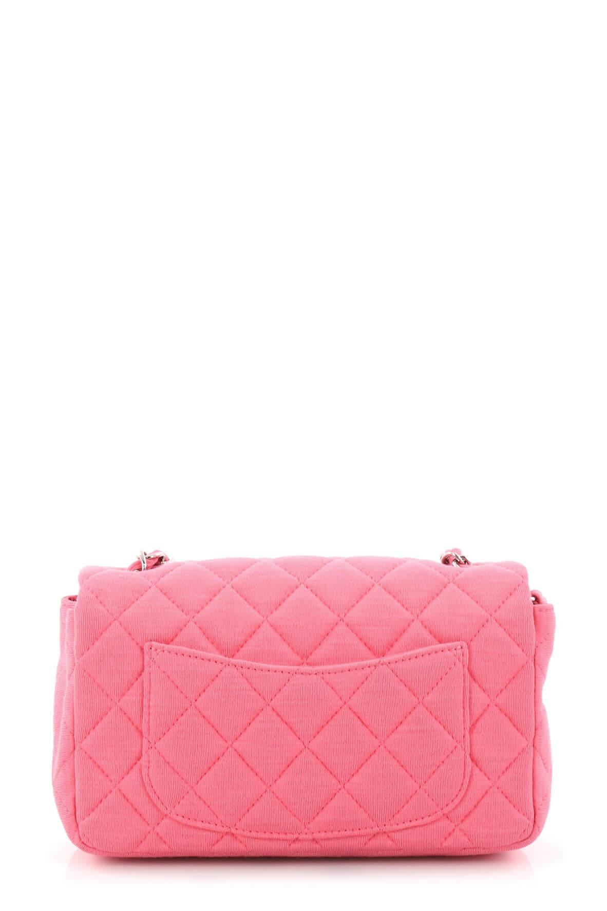 Mini Classic Single Flap Bag Pink Jersey