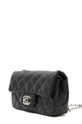 Quilted Lambskin Mini Classic Single Flap Bag Black with Silver Hardware