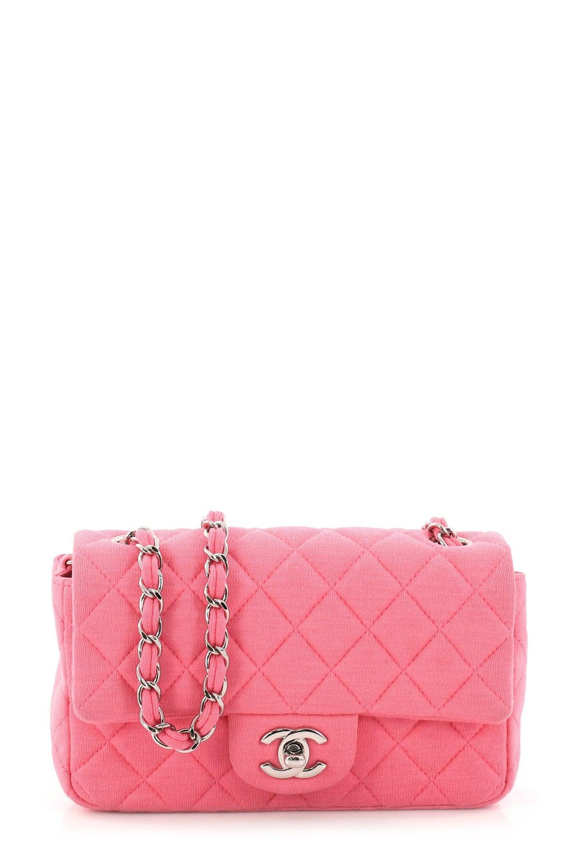 Mini Classic Single Flap Bag Pink Jersey