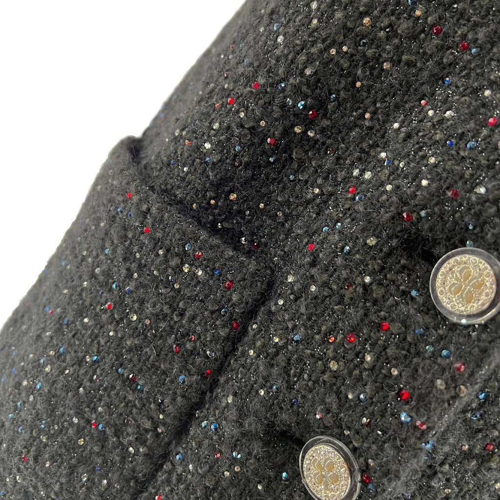 Pre owned Chanel wool Tweed Crystal Novelty Button Designer Jacket/Dress