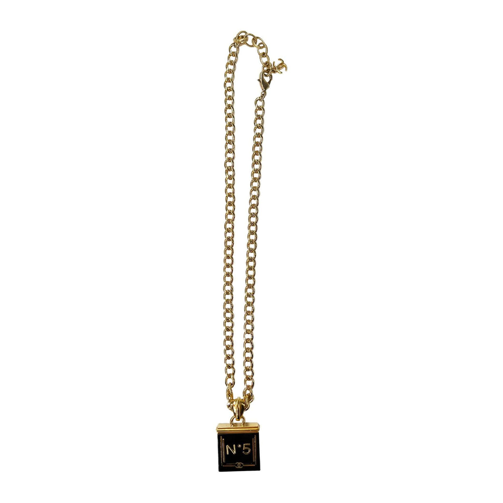 Chanel gold tone black and white necklace "No.5"