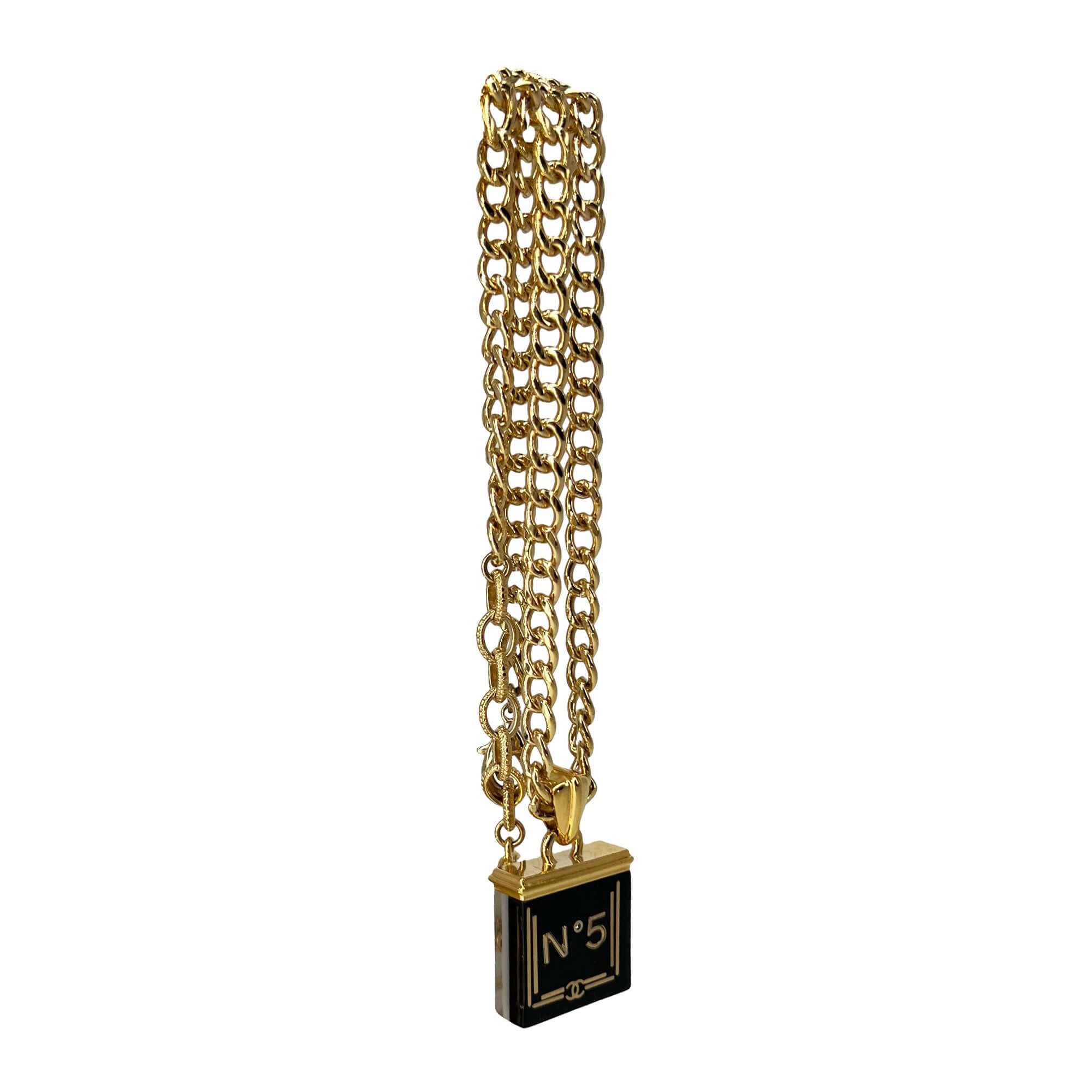 Chanel gold tone black and white necklace "No.5"