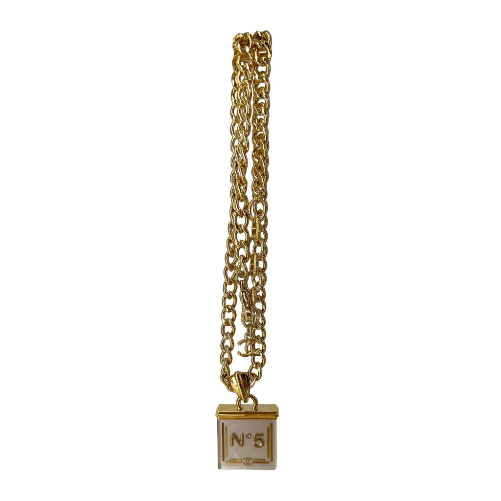 Chanel gold tone black and white necklace "No.5"