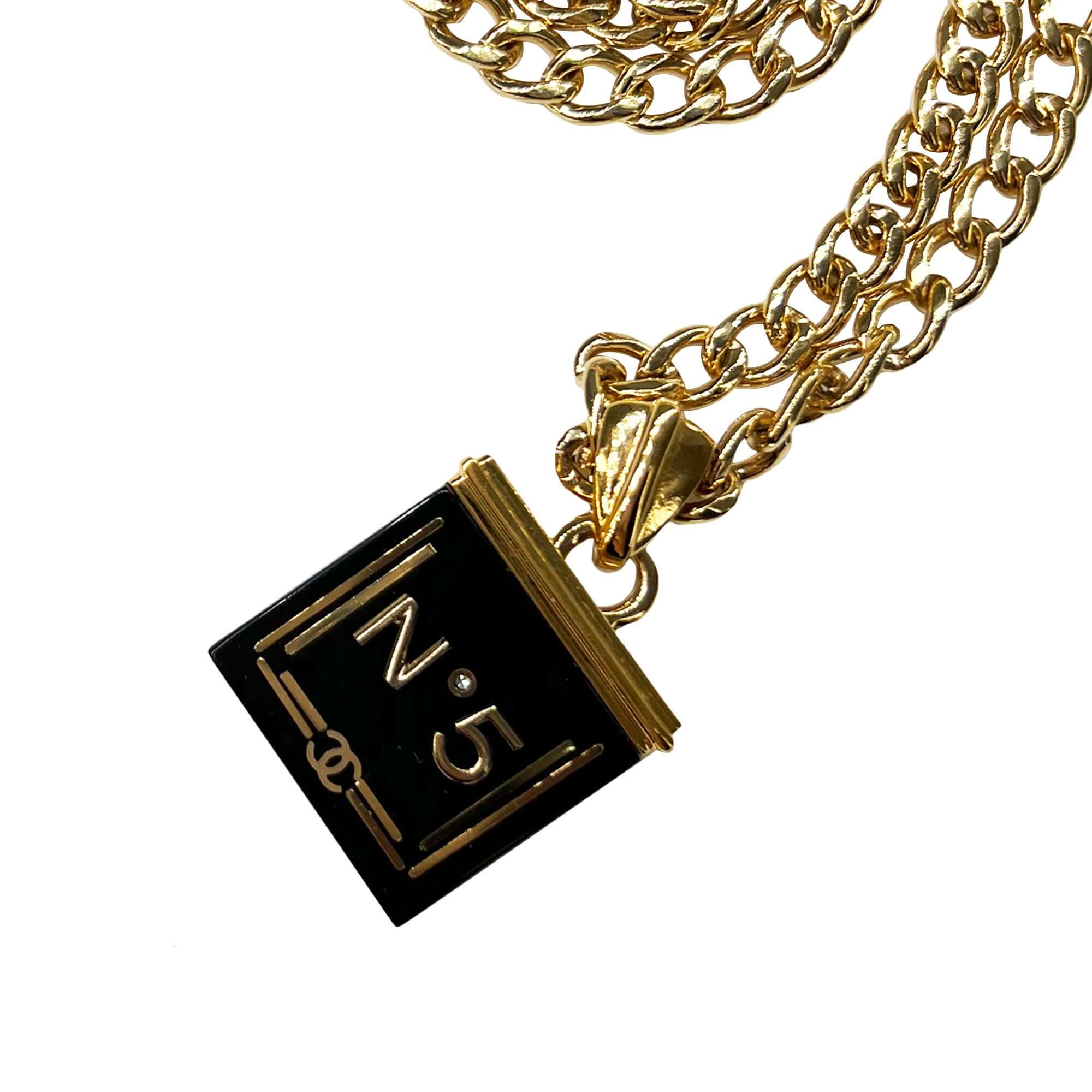 Chanel gold tone black and white necklace "No.5"