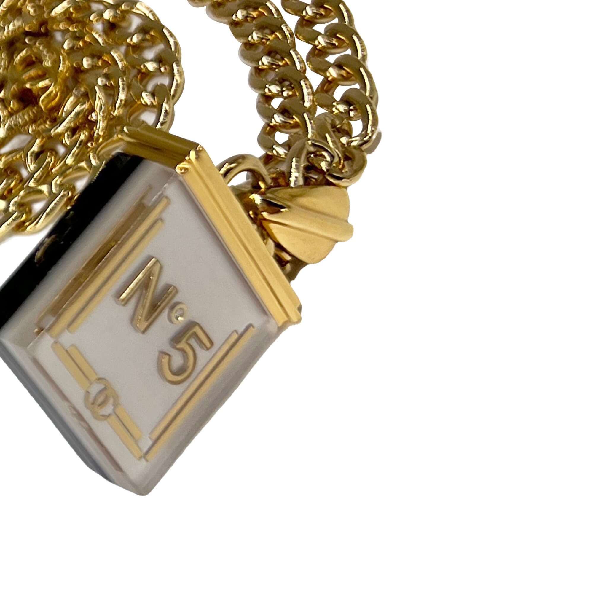 Chanel gold tone black and white necklace "No.5"
