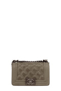 Quilted Calfskin Small Double Stitch Boy Brown in Ruthenium Hardware