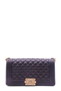 Quilted Caviar Old Medium Boy with Gold Hardware Black