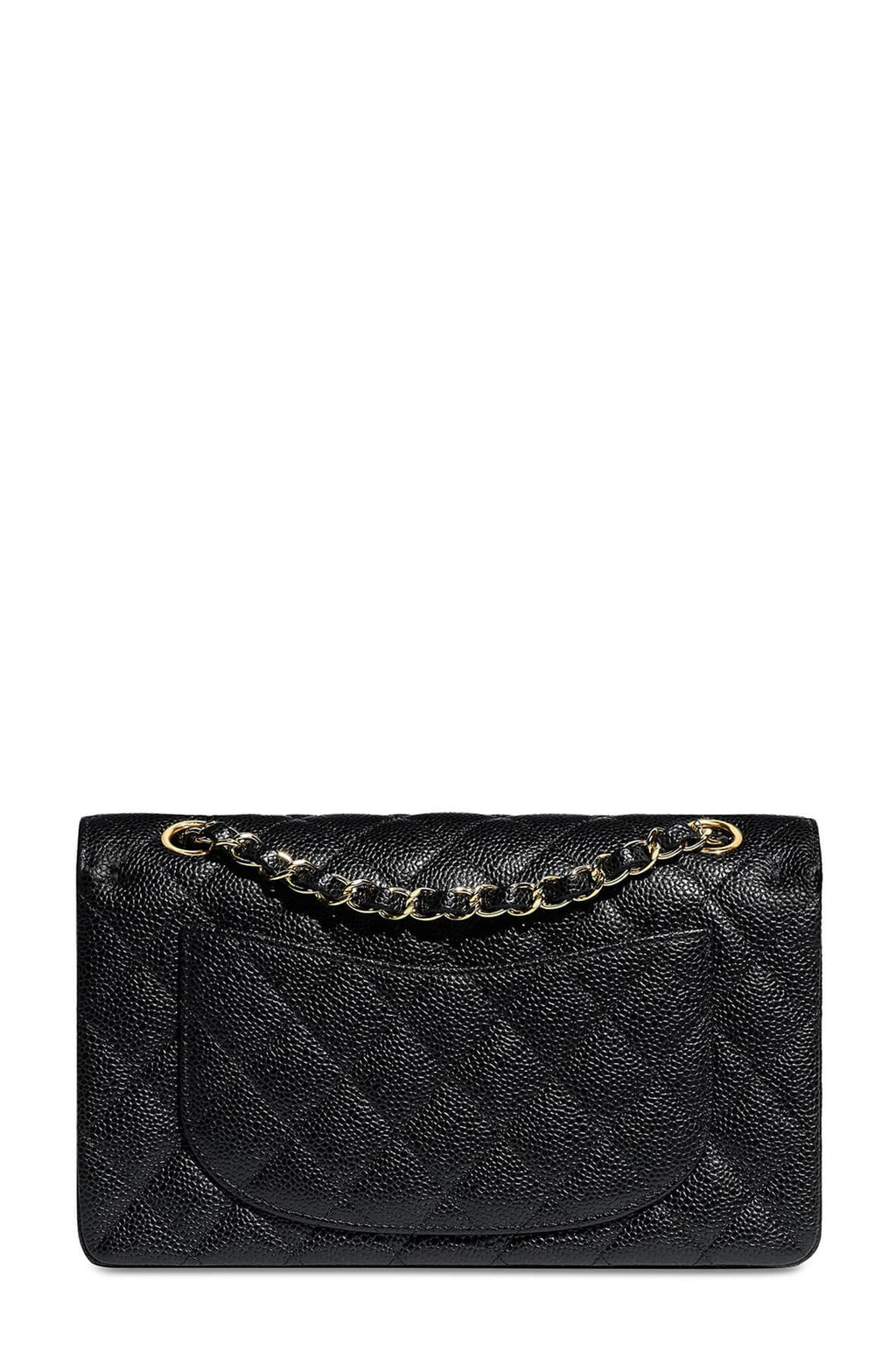 Quilted Caviar Small Classic Flap Bag Black with Gold Hardware